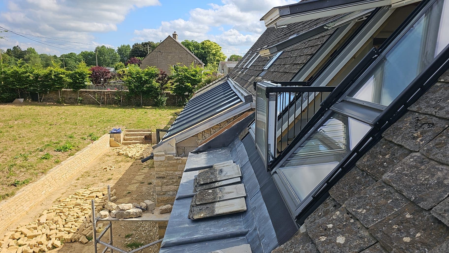 The new roof glazing from above, the garden beyond